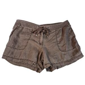 Tommy Bahama Women's 100% Linen Relaxed Fit Cargo Shorts Lightweight 14 Brown
